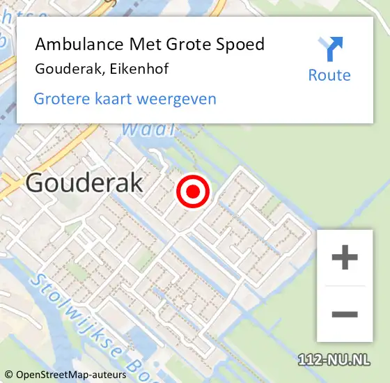 Locatie op kaart van de 112 melding: Ambulance Met Grote Spoed Naar Gouderak, Eikenhof op 12 maart 2022 08:28