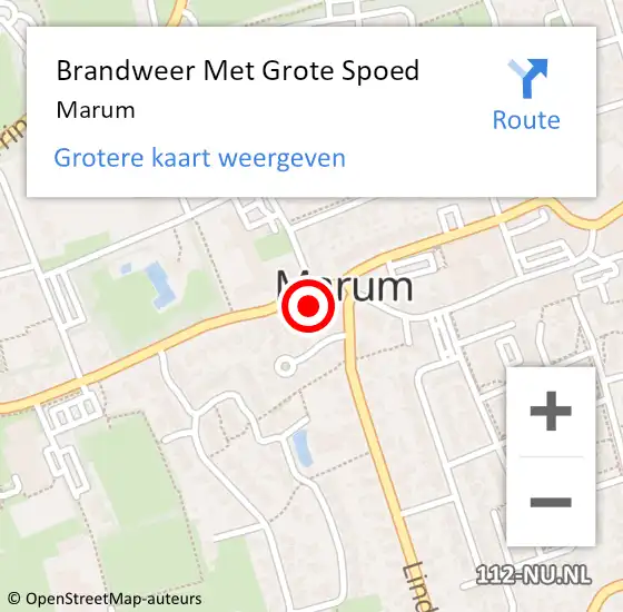 Locatie op kaart van de 112 melding: Brandweer Met Grote Spoed Naar Marum op 10 juli 2014 20:16