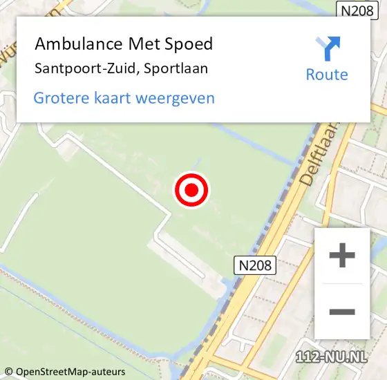 Locatie op kaart van de 112 melding: Ambulance Met Spoed Naar Santpoort-Zuid, Sportlaan op 12 maart 2022 08:47