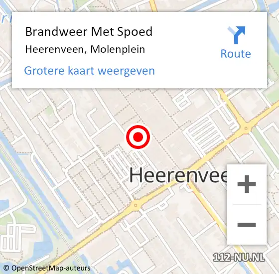 Locatie op kaart van de 112 melding: Brandweer Met Spoed Naar Heerenveen, Molenplein op 10 juli 2014 20:19