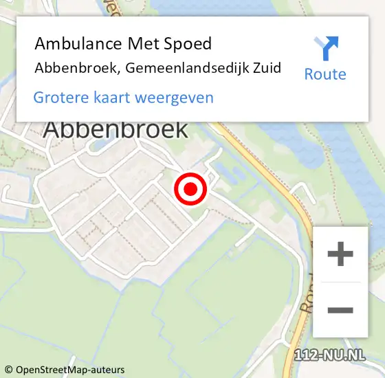 Locatie op kaart van de 112 melding: Ambulance Met Spoed Naar Abbenbroek, Gemeenlandsedijk Zuid op 12 maart 2022 09:02