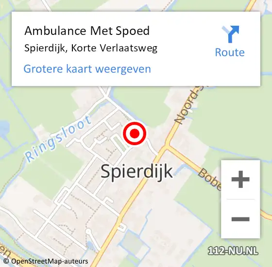 Locatie op kaart van de 112 melding: Ambulance Met Spoed Naar Spierdijk, Korte Verlaatsweg op 12 maart 2022 09:13