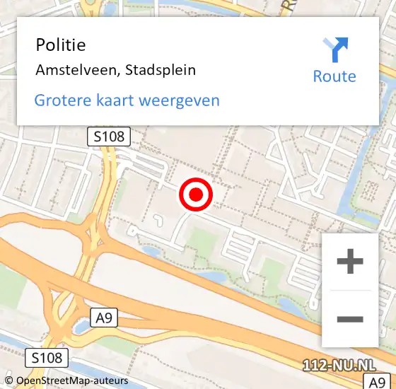 Locatie op kaart van de 112 melding: Politie Amstelveen, Stadsplein op 10 juli 2014 20:22