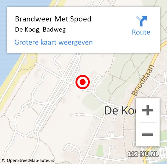 Locatie op kaart van de 112 melding: Brandweer Met Spoed Naar De Koog, Badweg op 12 maart 2022 09:45