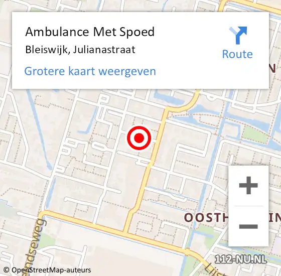 Locatie op kaart van de 112 melding: Ambulance Met Spoed Naar Bleiswijk, Julianastraat op 12 maart 2022 09:47