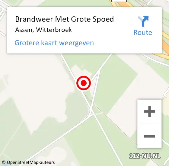 Locatie op kaart van de 112 melding: Brandweer Met Grote Spoed Naar Assen, Witterbroek op 12 maart 2022 09:51