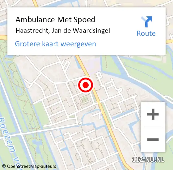 Locatie op kaart van de 112 melding: Ambulance Met Spoed Naar Haastrecht, Jan de Waardsingel op 12 maart 2022 09:59