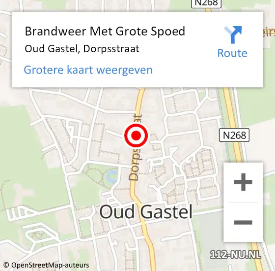 Locatie op kaart van de 112 melding: Brandweer Met Grote Spoed Naar Oud Gastel, Dorpsstraat op 10 juli 2014 20:24