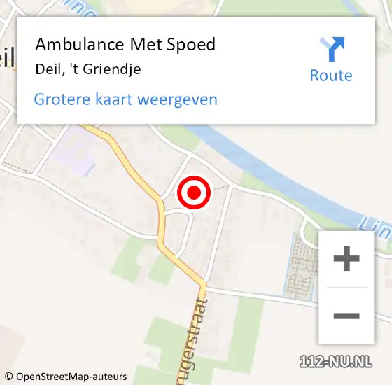 Locatie op kaart van de 112 melding: Ambulance Met Spoed Naar Deil, 't Griendje op 12 maart 2022 10:05