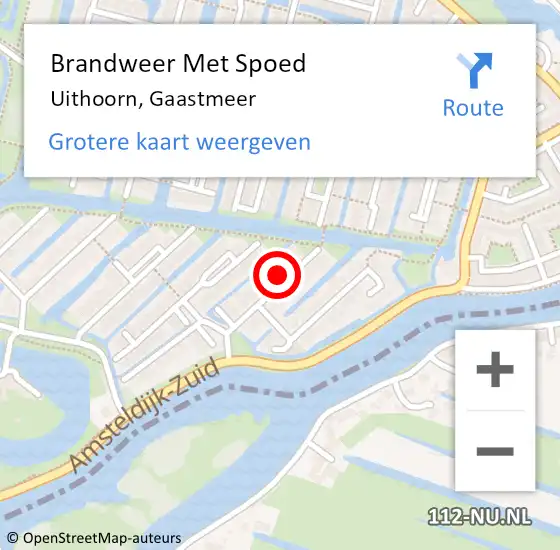 Locatie op kaart van de 112 melding: Brandweer Met Spoed Naar Uithoorn, Gaastmeer op 12 maart 2022 10:15