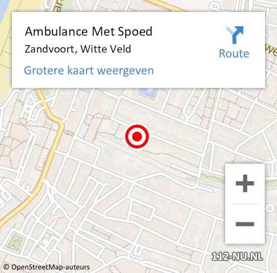 Locatie op kaart van de 112 melding: Ambulance Met Spoed Naar Zandvoort, Witte Veld op 12 maart 2022 10:19