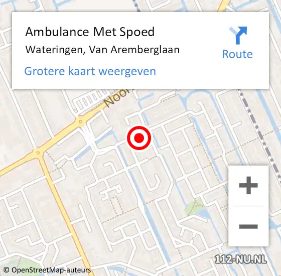 Locatie op kaart van de 112 melding: Ambulance Met Spoed Naar Wateringen, Van Aremberglaan op 12 maart 2022 10:28