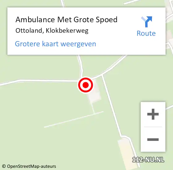 Locatie op kaart van de 112 melding: Ambulance Met Grote Spoed Naar Ottoland, Klokbekerweg op 12 maart 2022 10:39