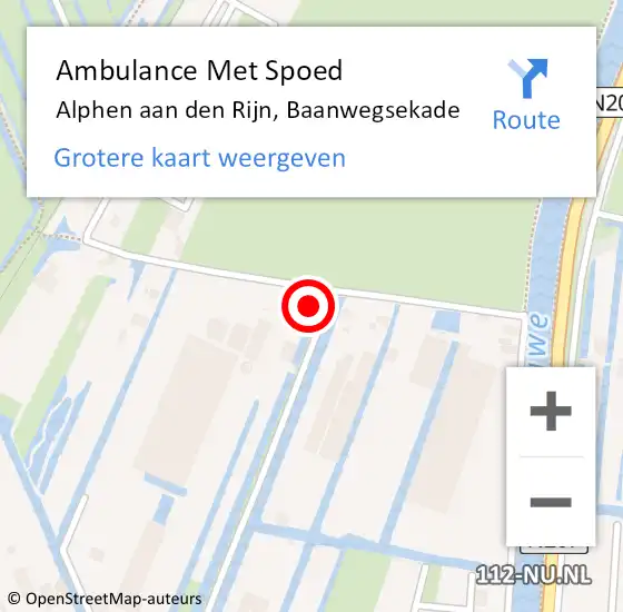 Locatie op kaart van de 112 melding: Ambulance Met Spoed Naar Alphen aan den Rijn, Baanwegsekade op 12 maart 2022 11:00