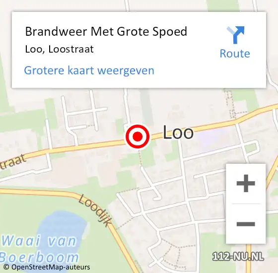 Locatie op kaart van de 112 melding: Brandweer Met Grote Spoed Naar Loo, Loostraat op 12 maart 2022 11:17