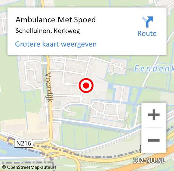 Locatie op kaart van de 112 melding: Ambulance Met Spoed Naar Schelluinen, Kerkweg op 12 maart 2022 11:22