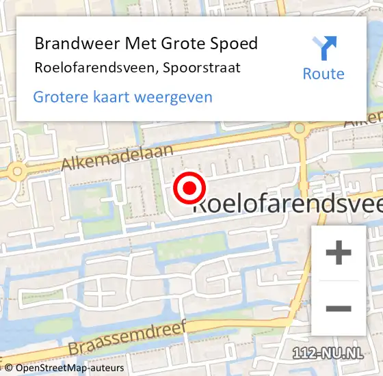 Locatie op kaart van de 112 melding: Brandweer Met Grote Spoed Naar Roelofarendsveen, Spoorstraat op 12 maart 2022 11:35