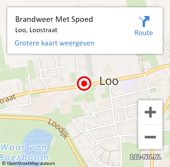 Locatie op kaart van de 112 melding: Brandweer Met Spoed Naar Loo, Loostraat op 12 maart 2022 11:50