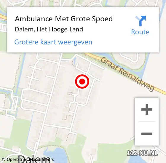 Locatie op kaart van de 112 melding: Ambulance Met Grote Spoed Naar Dalem, Het Hooge Land op 12 maart 2022 11:56