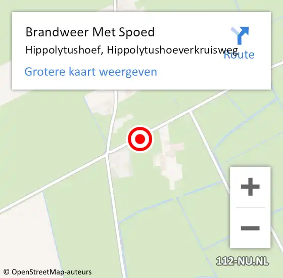 Locatie op kaart van de 112 melding: Brandweer Met Spoed Naar Hippolytushoef, Hippolytushoeverkruisweg op 12 maart 2022 12:04