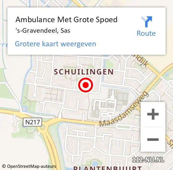 Locatie op kaart van de 112 melding: Ambulance Met Grote Spoed Naar 's-Gravendeel, Sas op 12 maart 2022 12:12