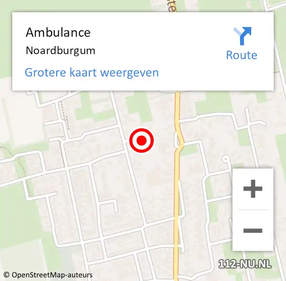 Locatie op kaart van de 112 melding: Ambulance Noardburgum op 12 maart 2022 12:15