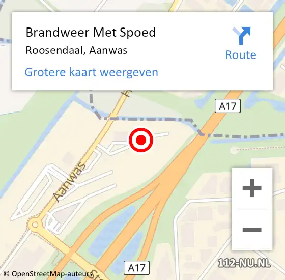 Locatie op kaart van de 112 melding: Brandweer Met Spoed Naar Roosendaal, Aanwas op 12 maart 2022 12:18