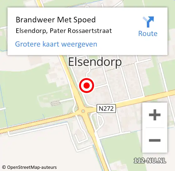 Locatie op kaart van de 112 melding: Brandweer Met Spoed Naar Elsendorp, Pater Rossaertstraat op 12 maart 2022 12:24