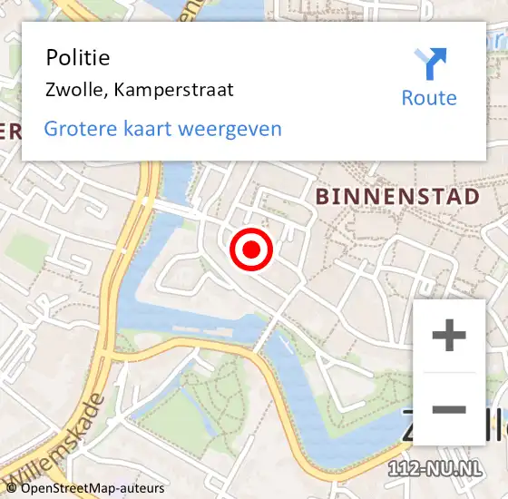 Locatie op kaart van de 112 melding: Politie Zwolle, Kamperstraat op 12 maart 2022 12:35