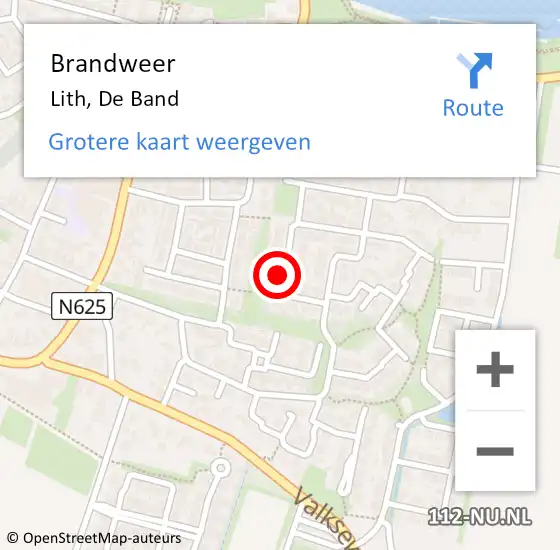 Locatie op kaart van de 112 melding: Brandweer Lith, De Band op 10 juli 2014 20:45