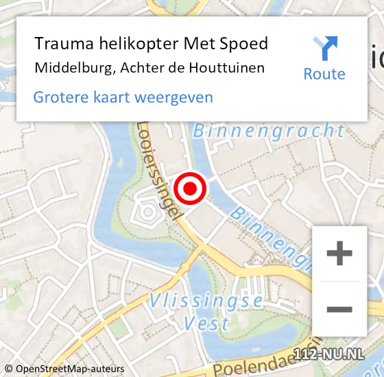 Locatie op kaart van de 112 melding: Trauma helikopter Met Spoed Naar Middelburg, Achter de Houttuinen op 12 maart 2022 13:01