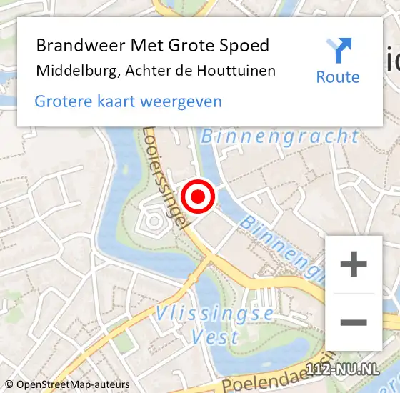 Locatie op kaart van de 112 melding: Brandweer Met Grote Spoed Naar Middelburg, Achter de Houttuinen op 12 maart 2022 13:02