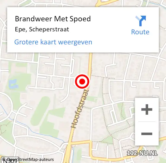 Locatie op kaart van de 112 melding: Brandweer Met Spoed Naar Epe, Scheperstraat op 10 juli 2014 20:49