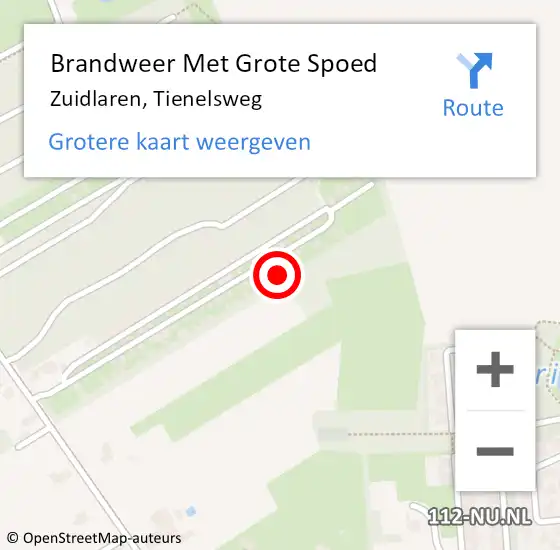 Locatie op kaart van de 112 melding: Brandweer Met Grote Spoed Naar Zuidlaren, Tienelsweg op 12 maart 2022 13:19
