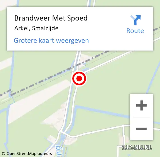 Locatie op kaart van de 112 melding: Brandweer Met Spoed Naar Arkel, Smalzijde op 12 maart 2022 13:20