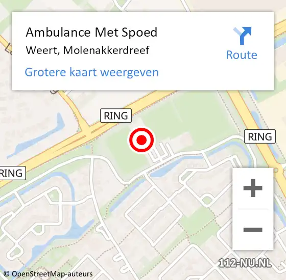 Locatie op kaart van de 112 melding: Ambulance Met Spoed Naar Weert, Molenakkerdreef op 12 maart 2022 13:29