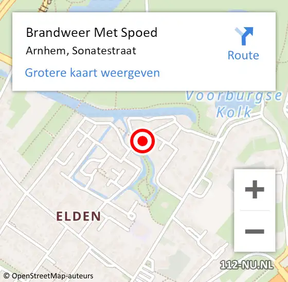 Locatie op kaart van de 112 melding: Brandweer Met Spoed Naar Arnhem, Sonatestraat op 12 maart 2022 13:31