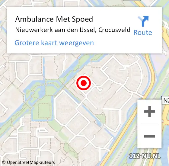 Locatie op kaart van de 112 melding: Ambulance Met Spoed Naar Nieuwerkerk aan den IJssel, Crocusveld op 12 maart 2022 13:47