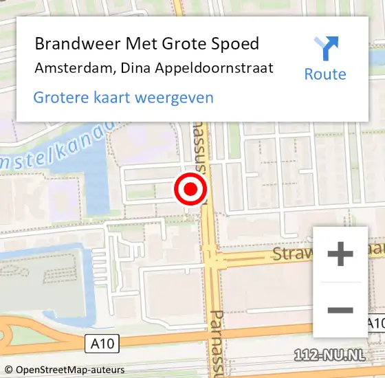 Locatie op kaart van de 112 melding: Brandweer Met Grote Spoed Naar Amsterdam, Dina Appeldoornstraat op 12 maart 2022 13:51