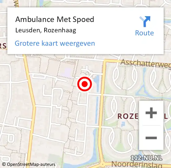 Locatie op kaart van de 112 melding: Ambulance Met Spoed Naar Leusden, Rozenhaag op 10 juli 2014 20:54