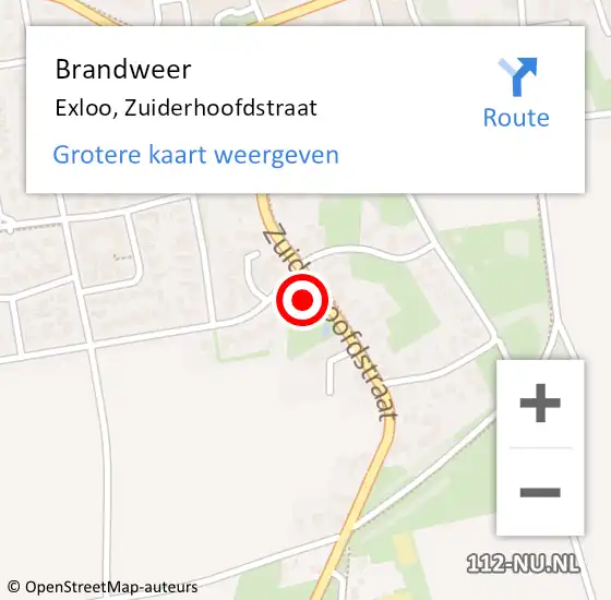 Locatie op kaart van de 112 melding: Brandweer Exloo, Zuiderhoofdstraat op 12 maart 2022 14:09