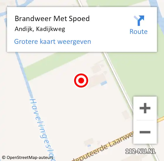 Locatie op kaart van de 112 melding: Brandweer Met Spoed Naar Andijk, Kadijkweg op 12 maart 2022 14:53