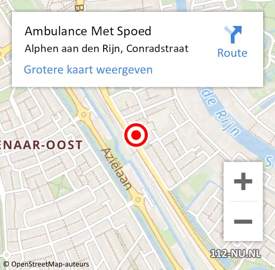 Locatie op kaart van de 112 melding: Ambulance Met Spoed Naar Alphen aan den Rijn, Conradstraat op 12 maart 2022 14:54