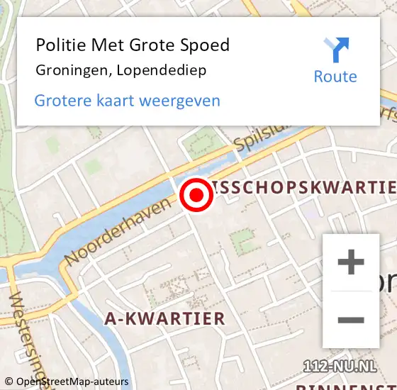 Locatie op kaart van de 112 melding: Politie Met Grote Spoed Naar Groningen, Lopendediep op 12 maart 2022 15:09