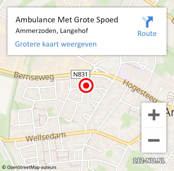 Locatie op kaart van de 112 melding: Ambulance Met Grote Spoed Naar Ammerzoden, Langehof op 12 maart 2022 15:15