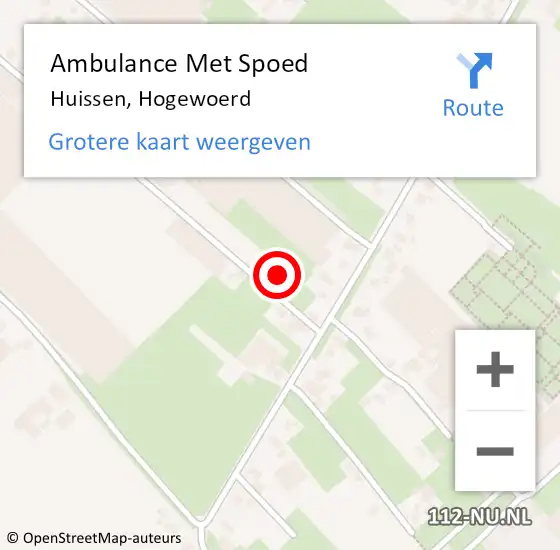 Locatie op kaart van de 112 melding: Ambulance Met Spoed Naar Huissen, Hogewoerd op 12 maart 2022 15:21