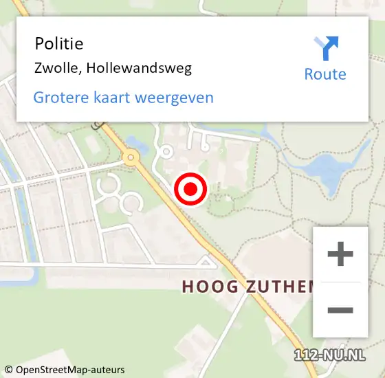 Locatie op kaart van de 112 melding: Politie Zwolle, Hollewandsweg op 12 maart 2022 15:26