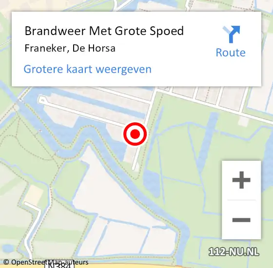 Locatie op kaart van de 112 melding: Brandweer Met Grote Spoed Naar Franeker, De Horsa op 12 maart 2022 15:40