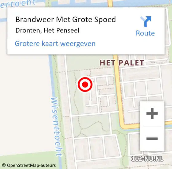 Locatie op kaart van de 112 melding: Brandweer Met Grote Spoed Naar Dronten, Het Penseel op 12 maart 2022 16:04