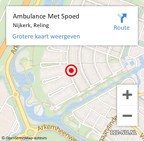 Locatie op kaart van de 112 melding: Ambulance Met Spoed Naar Nijkerk, Reling op 12 maart 2022 16:08